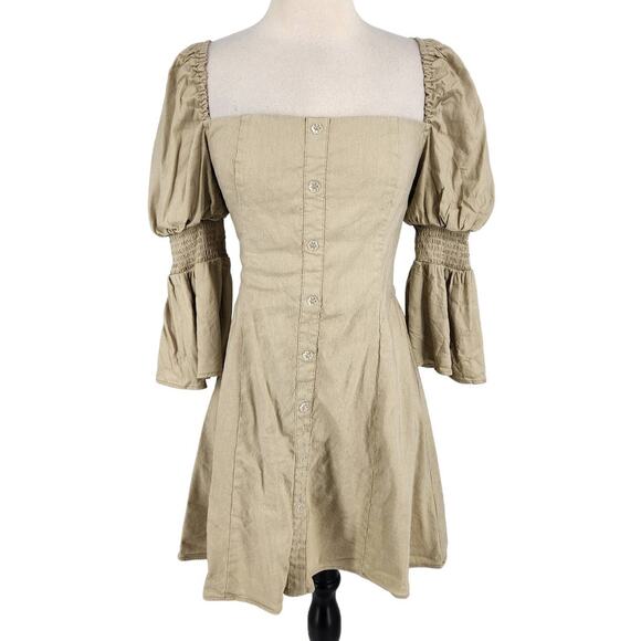 Wayf Dresses & Skirts - Wayf Juliet Sleeve Linen Blend Dress Size Medium